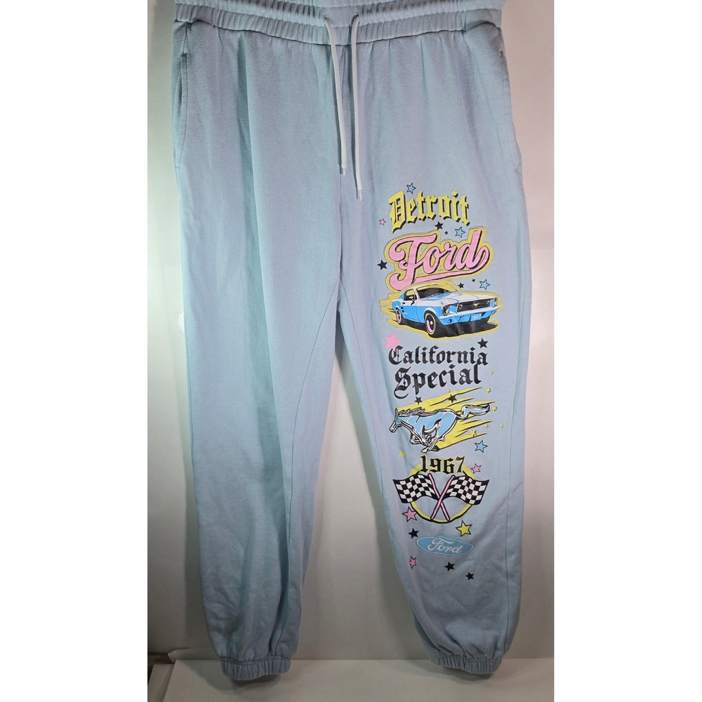 Ford Mustang Sweatpants Light Blue Retro 1967 California Special Graphic L